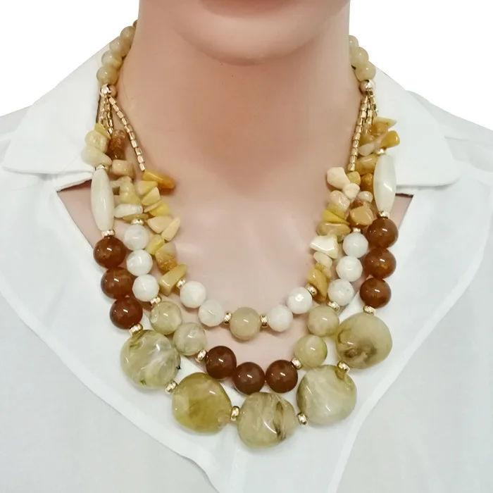New Luxury Jewelry Multy Layer Necklace Boho Style Handmade Natural Stone  Beads Necklace Statement Knotted Bohemia Necklace Set