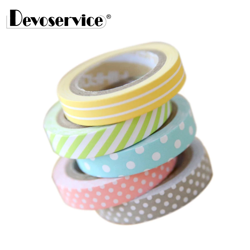 

5Pcs/Pack Candy Color Rainbow Striped Dots Washi Tape DIY Decorative Tape For DIY Scrapbook Planner Masking Paper Adhesive Tapes