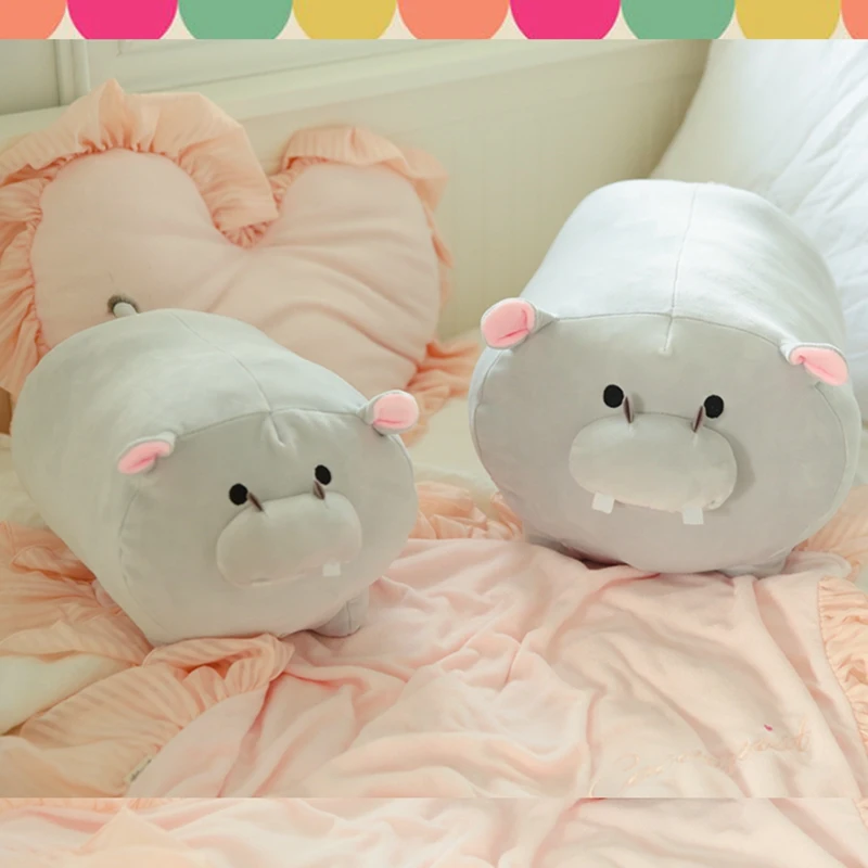 

35cm/45cm Super Soft Hippo Plush Pillows Cute Stuffed Hippo Toys Cartoon Animal Dolls Sofa Cushion Kids Girls Christmas Gifts