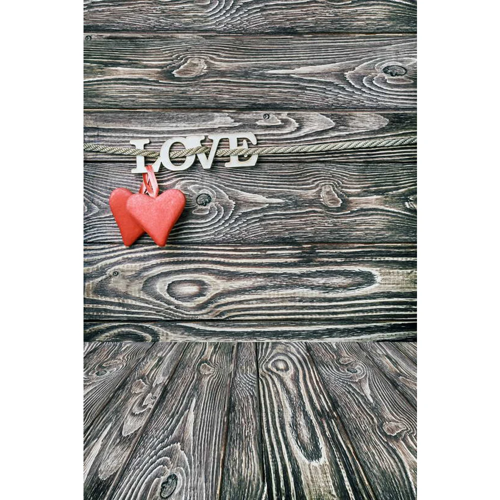 

Grey Wooden Wall and Floor Photo Background Vinyl Printed Red Hearts Newborn Baby Shower Prop Kids Valentines Backdrop Love