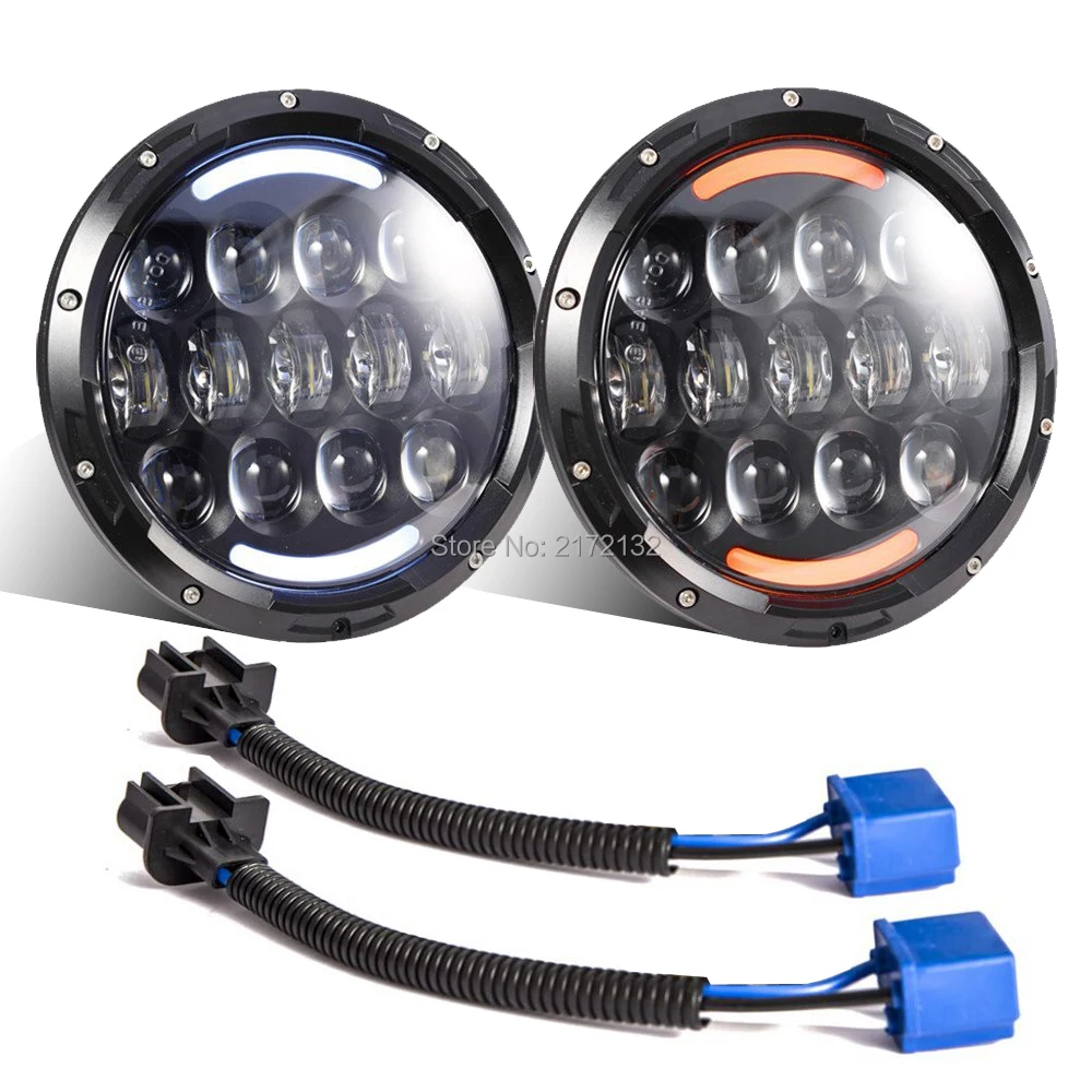 

Promotion ! 2pcs 105W LED chip 7" headlight amber Ring Angel Eyeturning Signal Lights for Jeep Wrangler