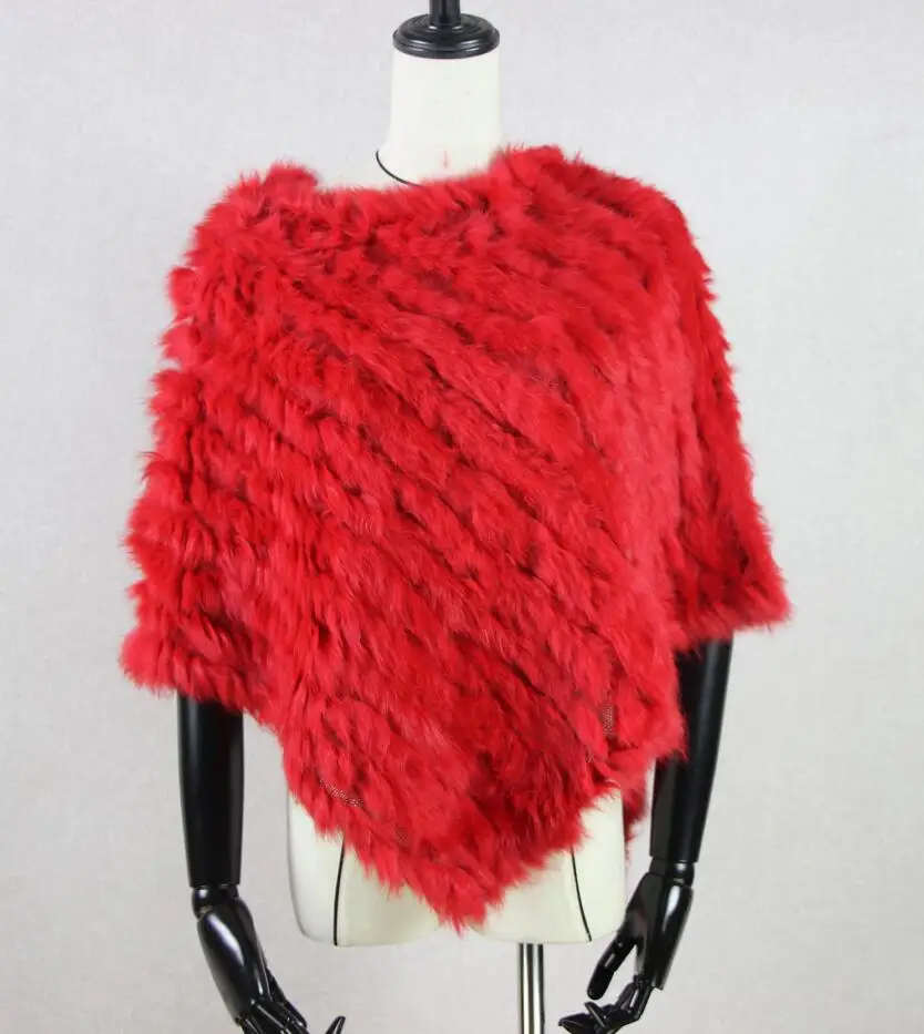 Harppihop Knitted rabbit fur shawl poncho stole cape scrap wrap women\'s garment Pashmina