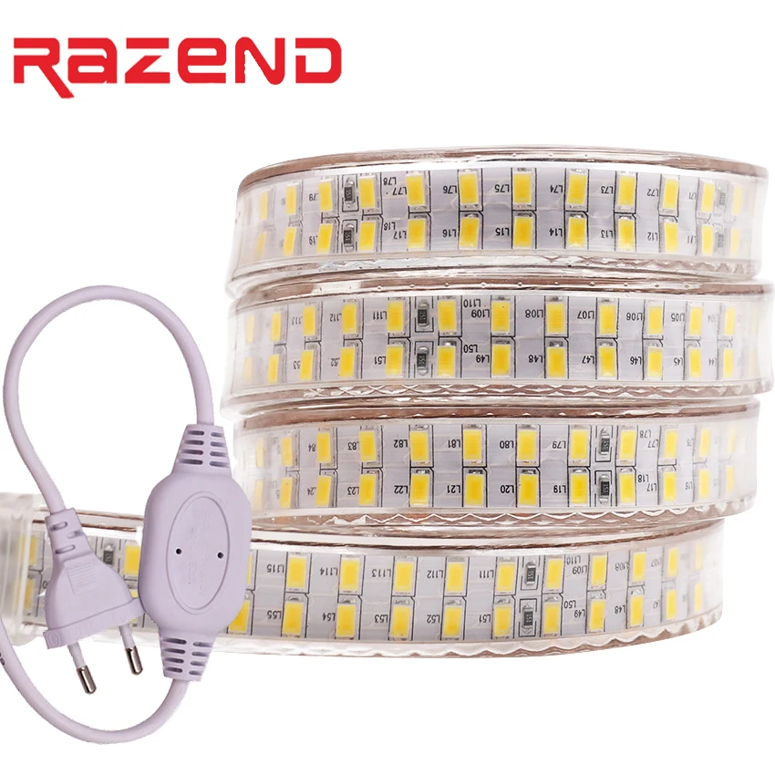 240 leds/m dwurzędowe taśmy led światła 220v 110V 5730 SMD elastyczna taśma 5630 1m 2m 5m 10m 20m 50m 100m + moc ue wtyczka/US wtyczka