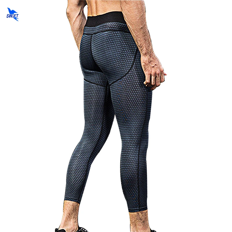 3D Print Mens Running Tights 3/4 Compression Sport Leggings Gym Fitness Sportswear Capri Yoga Pants Calf Length Cropped Trousers