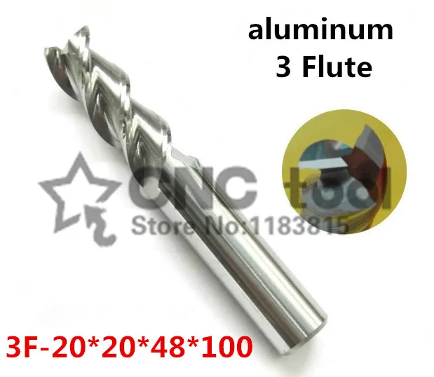 

3F-20*20*48*100,HRC50,Carbide Square Flatted End Mill3flute milling cutter for aluminum endmill Carbide CNC End mill Router bits