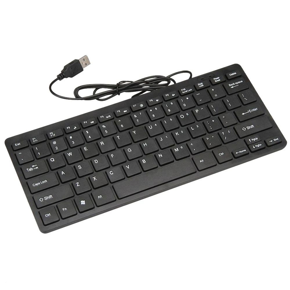 

with Thai Arabic Russian Hebrew sticker Black Ultra thin Quiet Small Size 78 Keys Mini Multimedia USB Keyboard For Laptop PC