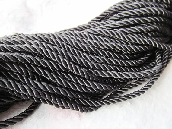 50Yds 6mm Round Black/Brown Braided Twist Silk Cords String Rope,Jewelry Beading String, For Bracelet & Necklace,DIY Jewerlly