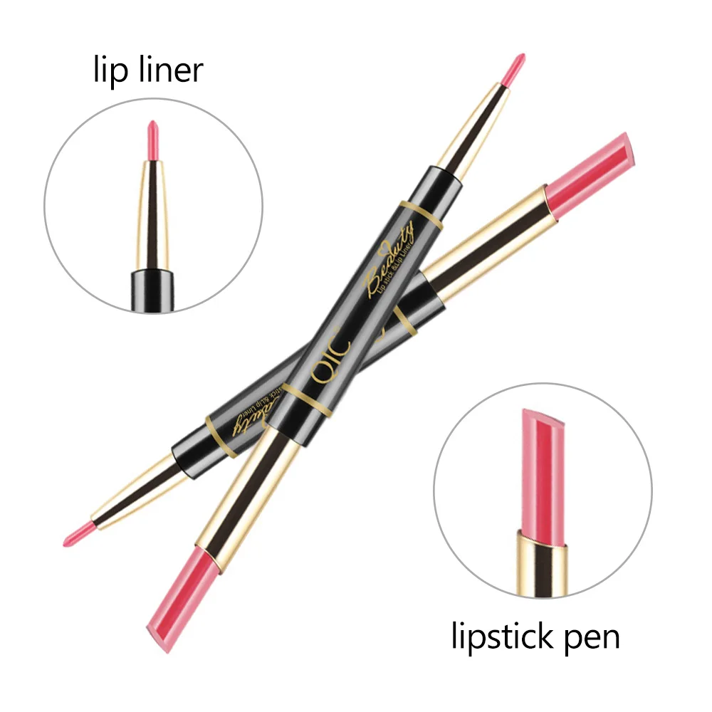 Double-end Matte Lipstick Long Lasting Waterproof Rotating Lip Liner Red Rose Makeup Lipstick Set Cosmetics