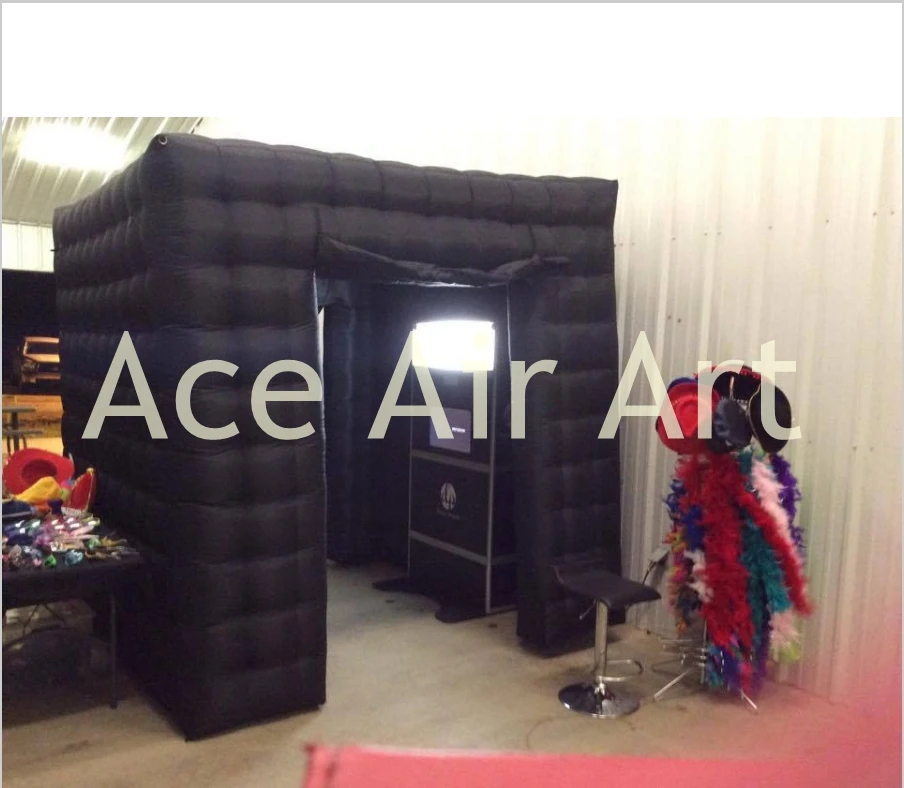 CANOPY Inflatable Photo Booth with Cover, Square Oxford Cloth, Full Black Cabin, 2 Doors, 2.4 m