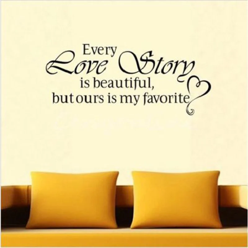 POOMOO-Vinyl Wall Decals, Quote Sticker, Inspiration, Home Decor, Every Love Story, Beautiful