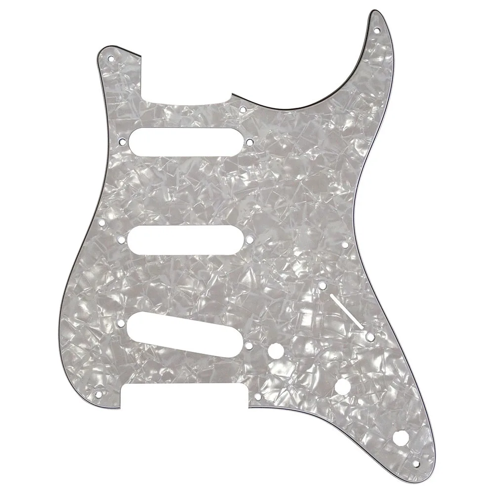 Pleroo Tùy Chỉnh Đàn Guitar pickgaurd-Cho 57' 8 Lỗ Vít Tiêu Chuẩn ST SSS Đàn Guitar Pickguard Xước Đĩa, 4 lớp Màu Trắng Ngọc Trai