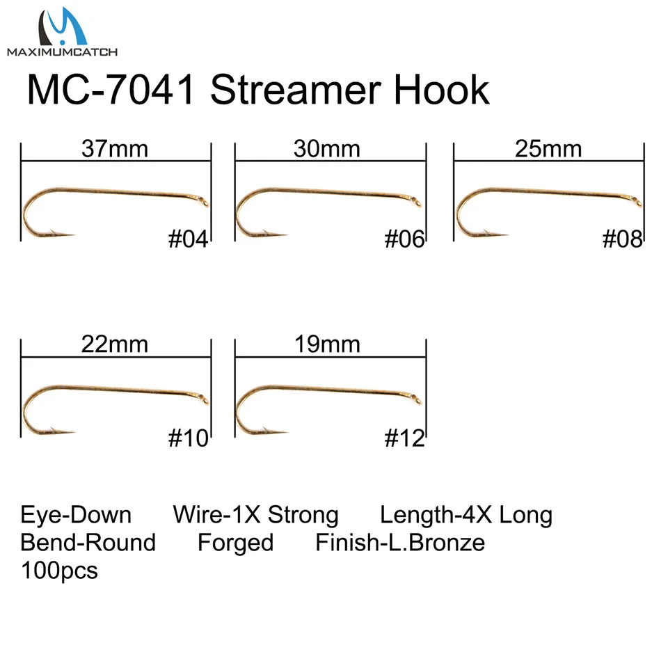 Maximumcatch 100pc 4#-22# Fish-Friendly Barbed Fly Hooks Dry&Wet&Nymph&Shrimp Caddis Pupa Streamer Fly Fishing Hook