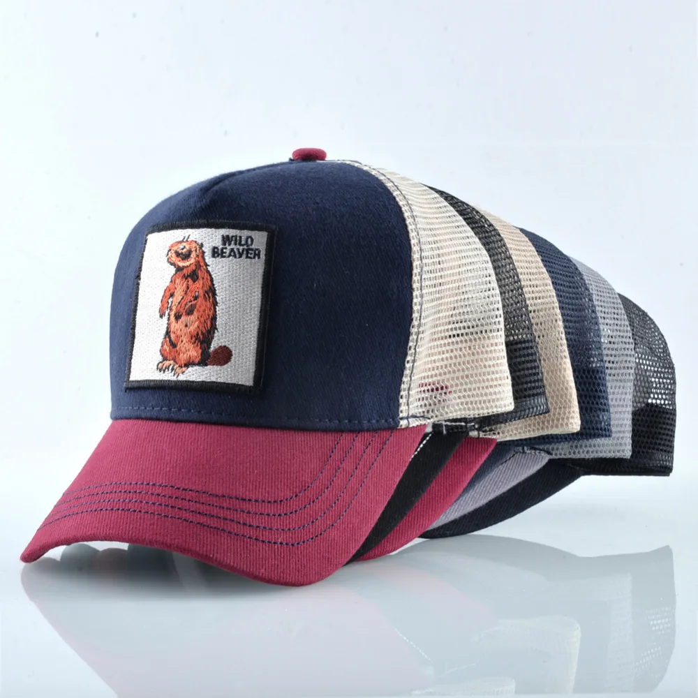 Unisex Snapback Hats For Men New Animal Beaver Embroidery Baseball Caps Streetwear Bones Women\'s Outdoor Breathable Visor Hat
