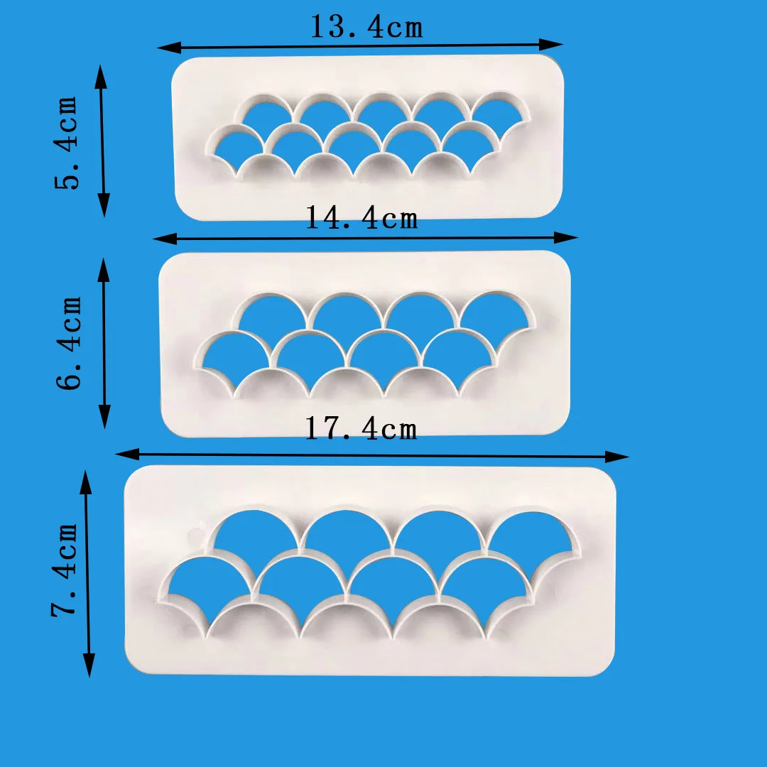 3pc Fish Scale Geometric Cookie Cutter Embosser Fondant Biscuit Cake Mold Cake Decorating Tools Baking Pastry Accessories K224