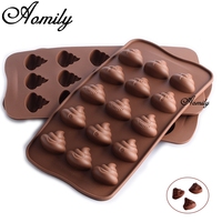 Aomily Cute Smiely Poop Shaped Silicone Soap Candy Fondant Chocolate Kitchen Mould Silicone Chocolate Cookies Cake Funny Mold