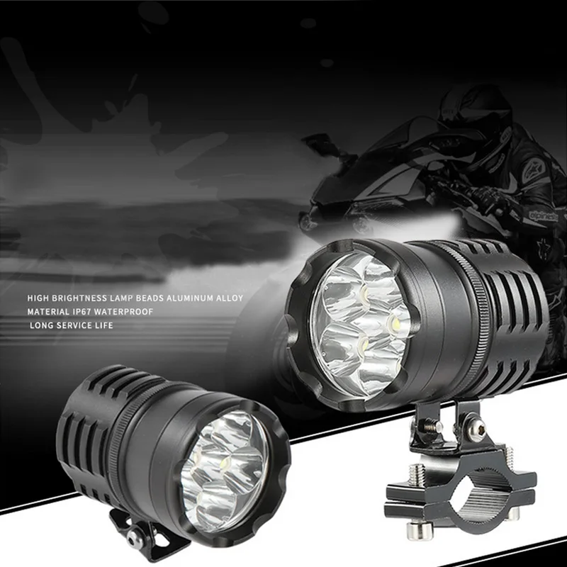 Newest LED Motorcycle Headlight Fog Lights lamp Auxiliary driving Motorbike High Brightness White 6000k Bicycle Auxiliary Lights