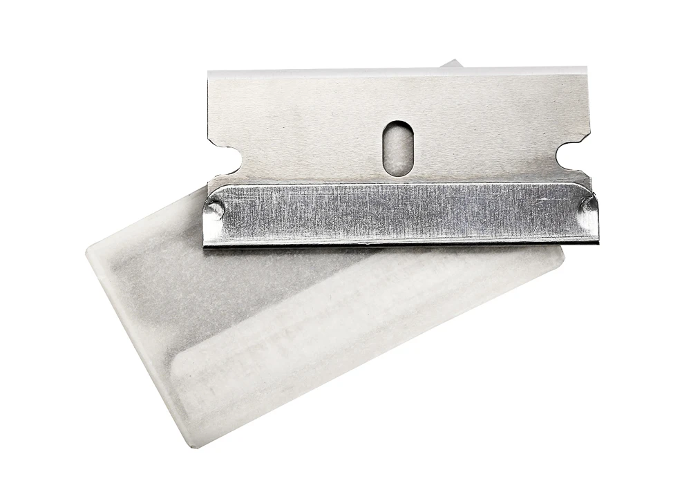 Kleber-Rasierschaber mit Doppelkopfgriff und 20/50 Stück Kunststoff-/Metallklingen für Handy, Tablet, Auto, Glasreiniger, Entferner – Detail 1