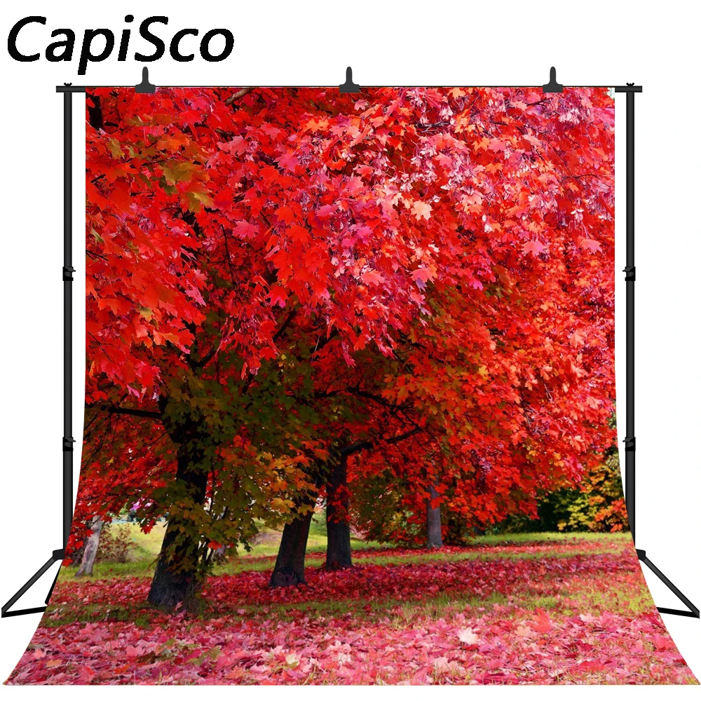 Capisco Autumn Backdrops maple Fallen Leaves Tree Garden Portrait Scenic Photo Backgrounds Photocall Photo Studio