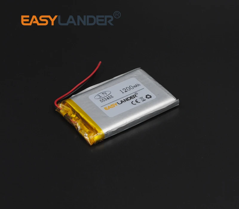 Batteria ricaricabile agli ioni di litio ai polimeri di litio da 3.7V 1200mAh 553455 per Mp3 Mp4 PAD DVD fai da te bluetooth Vedio gioco giocattoli mobili