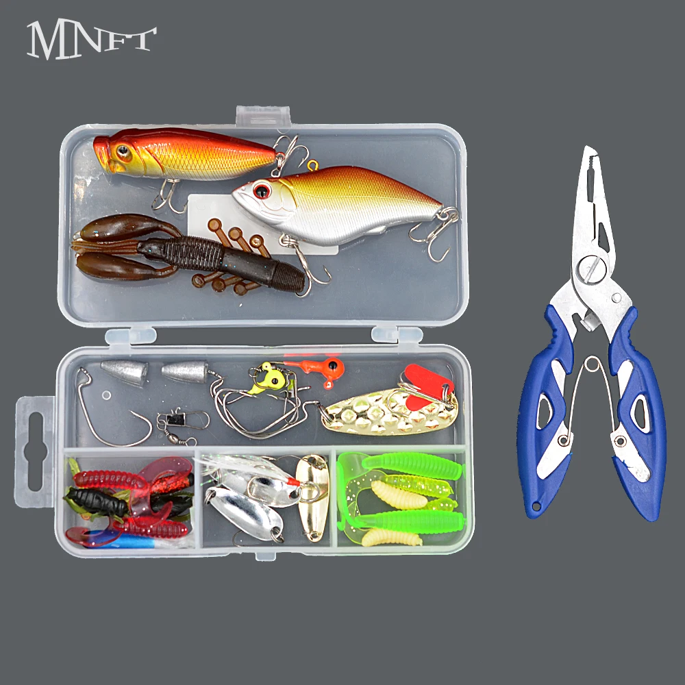 MNFT 29PCS Fishing Lures with Box Soft Worm Carp Lead Head Jig Hooks Soft Worm Fishing Lure Set