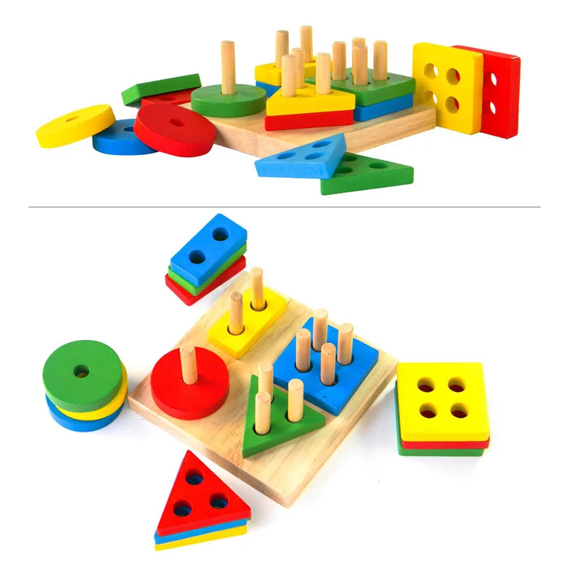 3D Puzzles Wooden Stacking Toys for Toddlers Montessori Materials Geometry Puzzle Educational Toys For Baby Sorting Nesting Toy