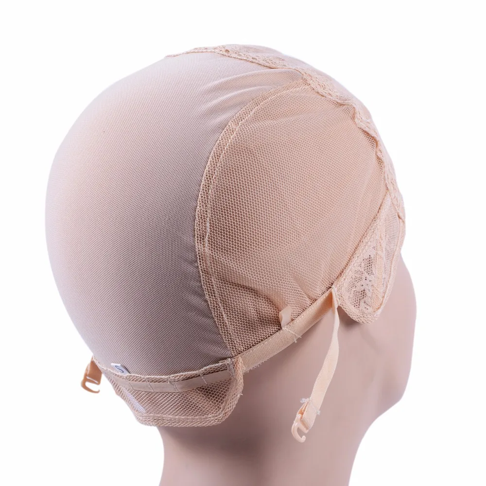 Gorro de peluca rubia para hacer pelucas con correa ajustable en la espalda, gorro de tejido sin pegamento, malla para el pelo de buena calidad