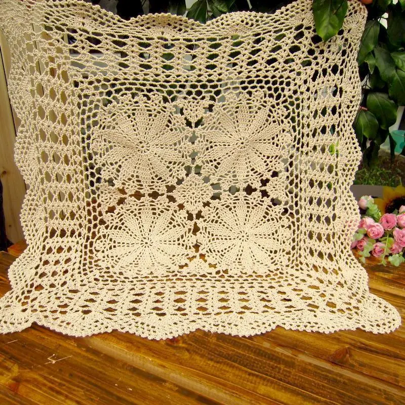 Handmade nice cutout crochet knitted sofa cover american decoration cover towel bedside cabinet cloth white  beige