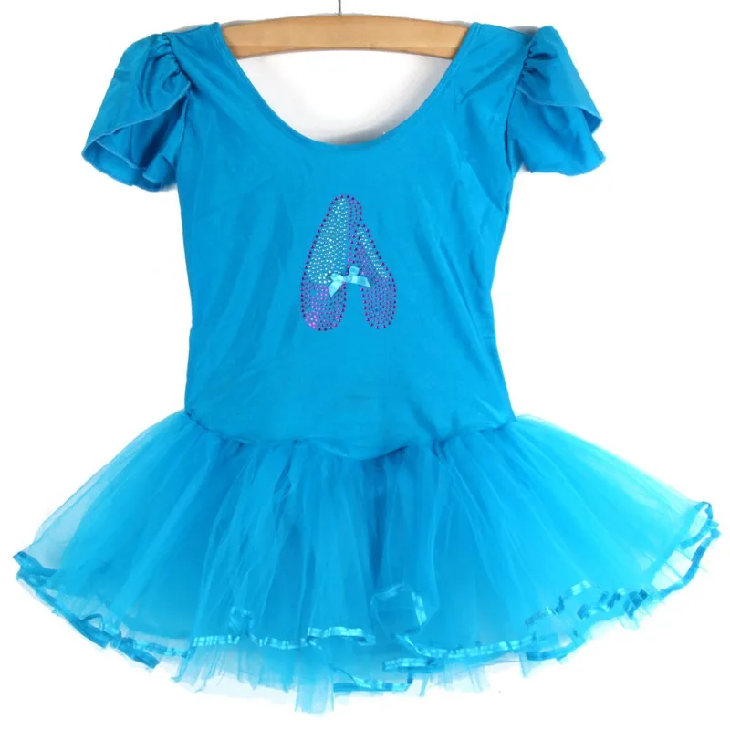 Vestido de manga curta para meninas, ginástica, balé tutu, collant para criança, 4 tamanhos