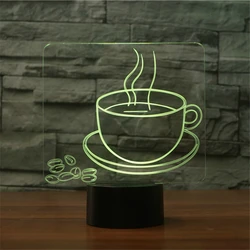 3D 夜の光カップのコーヒー茶スタイル Luminaria ファッションランプコーヒーショップレストランダイニングルーム装飾ランパーダ led