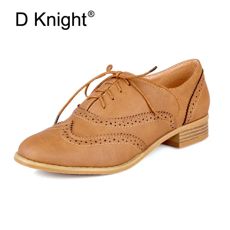 

Fashion Round Toe Lace Up Women Flat Oxford Shoes Size 34-43 Shoes Woman Vintage Carved Oxford Shoes For Women Ladies Oxfords