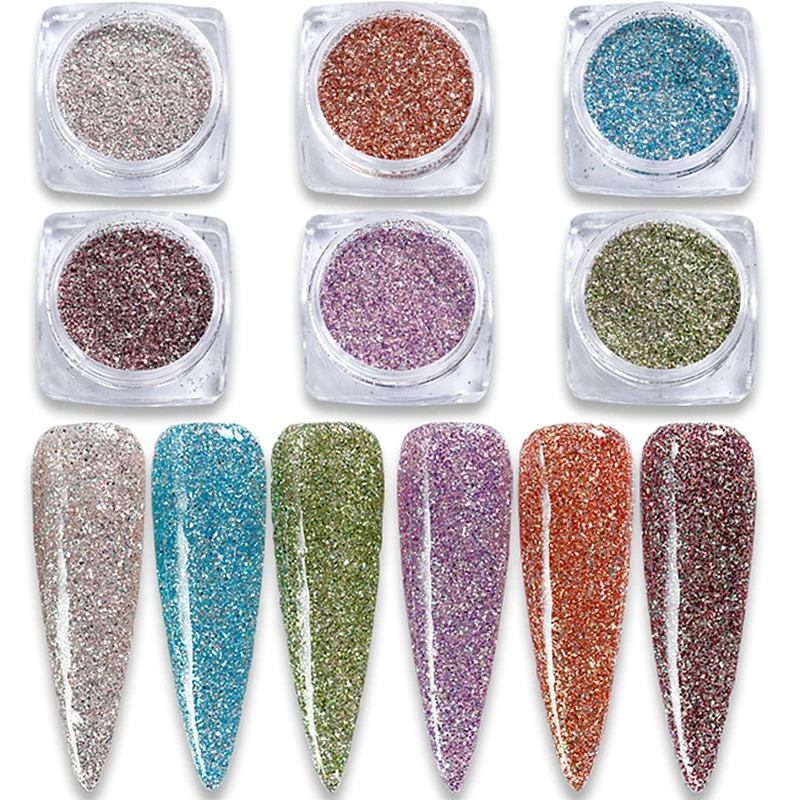 New Arrival Super Shiny 1G Holographic Glitter Powder Nail Glitter Hot Sale Dust Powder For Nail Art Decorations 12 Colors