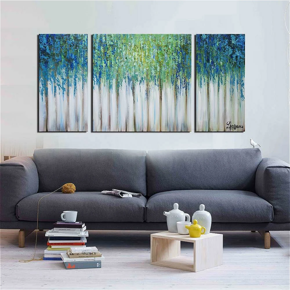 Canvas Art Print Blue Memory Gallery Wrapped Abstract Oil Painting on Canvas Wall Art Poster Prints Wall Decor