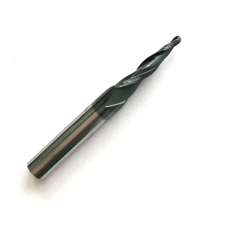 1pc HRC55 R1.0*D6*20*50L*2F Tungsten solid carbide Coated Tapered Ball Nose End Mills taper and cone endmills