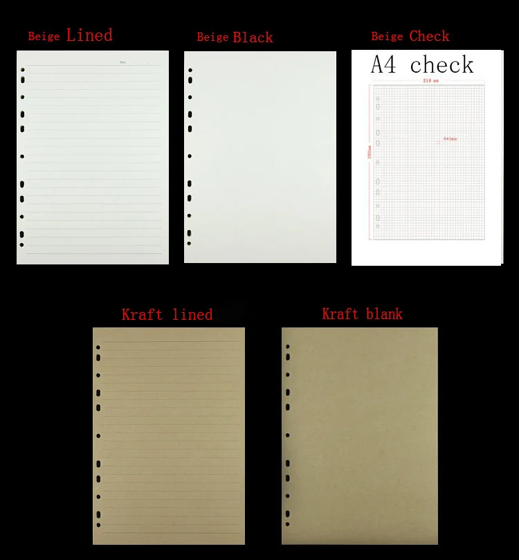 11 Holes A4 Universe Notebook Paper For 2 3 4 Rings Binder , Kraft Lined Blank A4