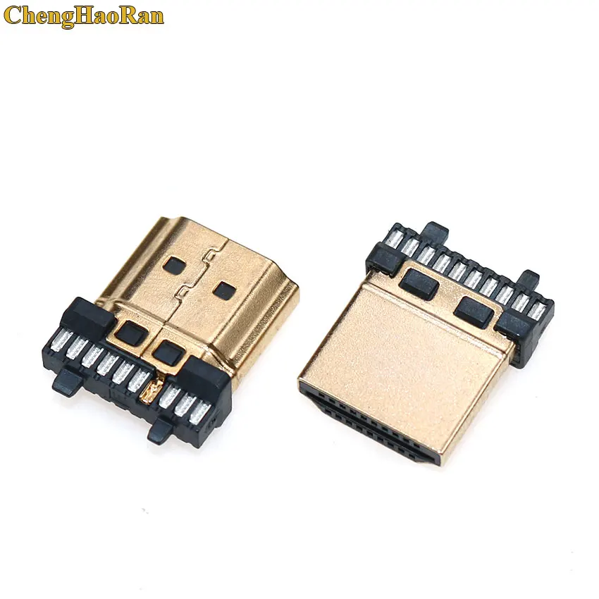 ChengHaoRan 19p HDMI Male Plug Connector 19pin Gold-plating HDMI Sockect repair replacement Soldering A type