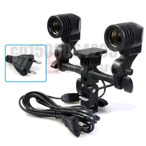 Free shipping +tracking number Dual Twin Lamp Bulb Holder E27 Socket Slave Swive Bracket Light Mount US Plug