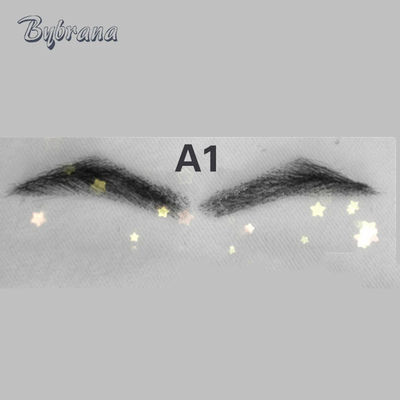 คิ้วปลอม4d ผมเช่นคิ้วยาวนานกันน้ำ Transparnt Handmade Real 100% มนุษย์ผมคิ้วลูกไม้ Eyebrow วิกผม