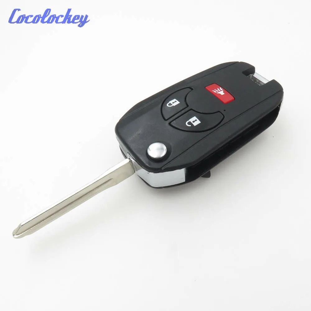 Cocolockey 2+1 Button Modified Flip Remote Key Shell Fit for NISSAN TIIDA LIVINA MARCH 2+1Buttons Folding Shell Key