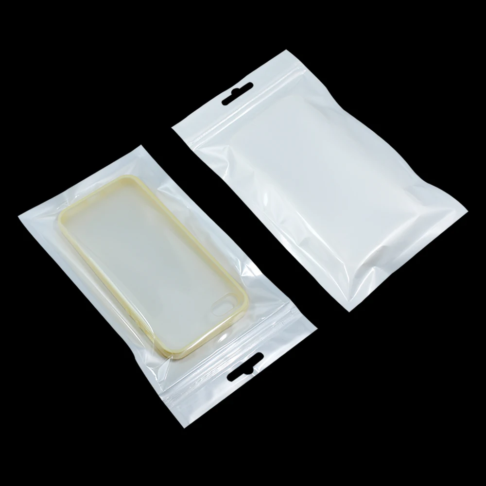 700Pcs 10*18cm White/Clear Valve Zipper Plastic Retail Package Poly Bag Ziplock Bag Retail Storage Package With Hang Hole