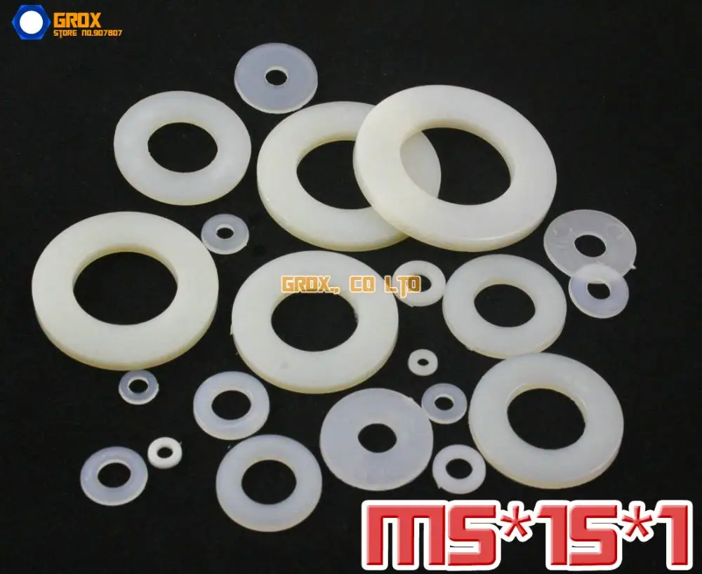 

200 Pieces M5 x 15 x 1mm Nylon Flat Washer Insulation Washer