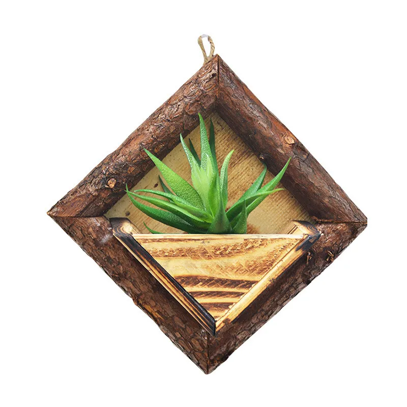 Wall Hanging Flower Pots Wooden Flower Container Wood Ornamental Hanging Baskets Wall Mount Flowerpots Garden Planter