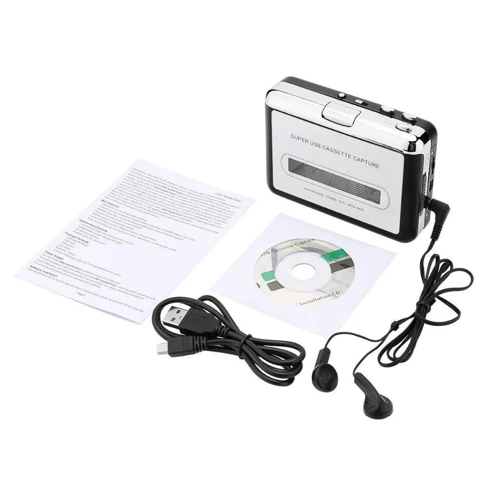 Convertidor de cinta de casete a CD MP3 a través de USB, convertidor de cinta de casete portátil