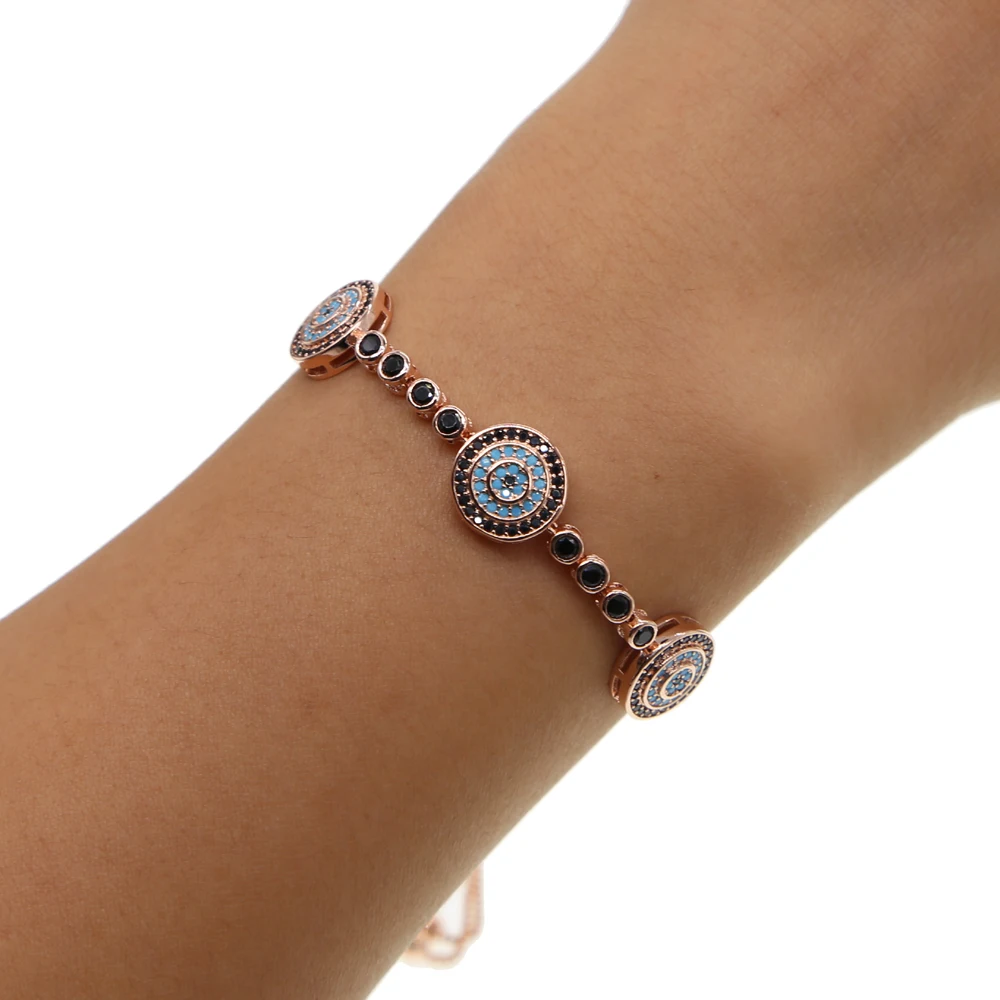 Nieuwe Mode Aanpassen Turkse Tennisketting Armband Luxe Ronde Blauwe Ogen Helder Kubisch Zirkoon Aaa + Cz Vrouwen Bruiloft Sieraden