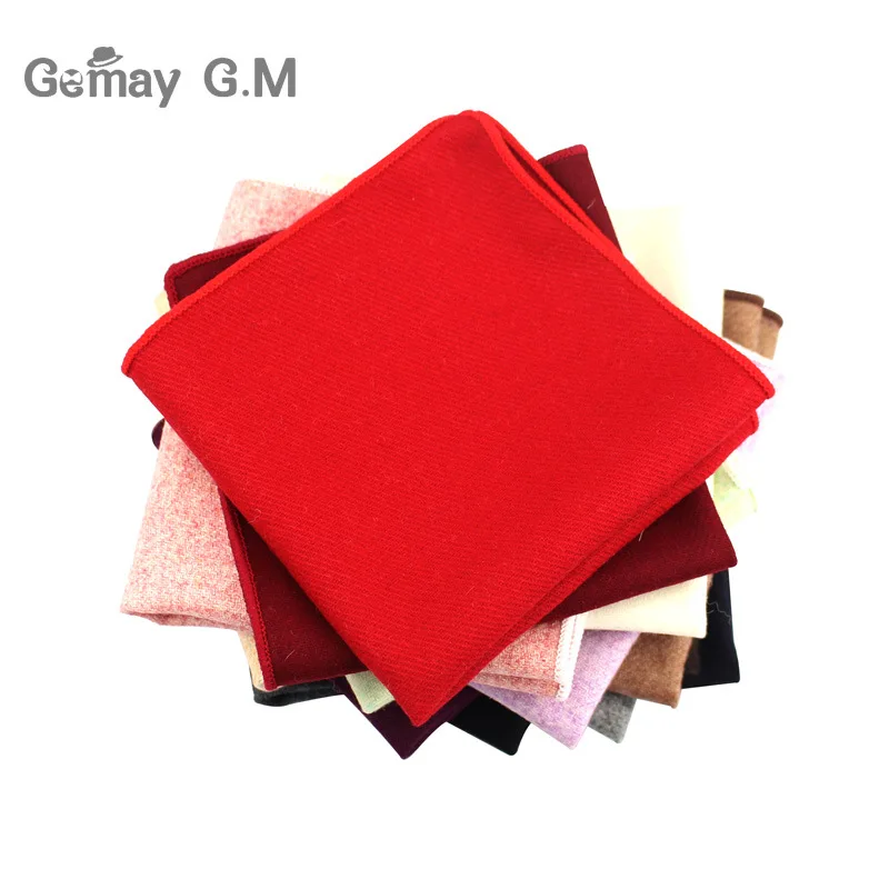 High Quality Hankerchief For Men Solid Wool Hankies Classic Mens Pocket Square Handkerchiefs Striped Scarves For Suits 23*23cm