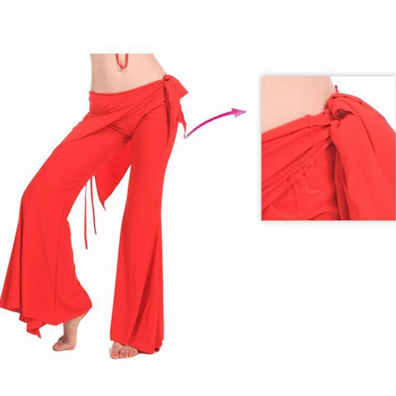 Pantalones de danza del vientre para mujer, pantalón Tribal, rojo, 12 colores, barato