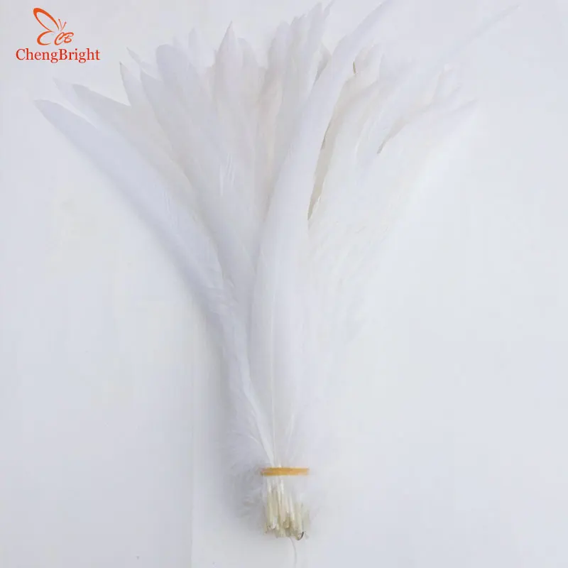 CHENGBRIGHT High Quality Pure White Rooster Coque Tail Feathers For Crafts Wedding Decoration Costume Decoration Pheasant Plumes