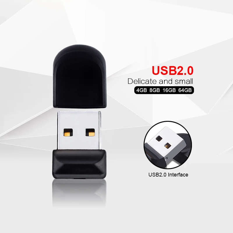 Mini clé Usb 2.0 noire de haute qualité, support à mémoire de 4gb 8gb 16 gb 32gb 64gb