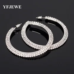 Fashion Jewelry popular earrings super flash double combination elegant crystal hoop earrings for women Party E042