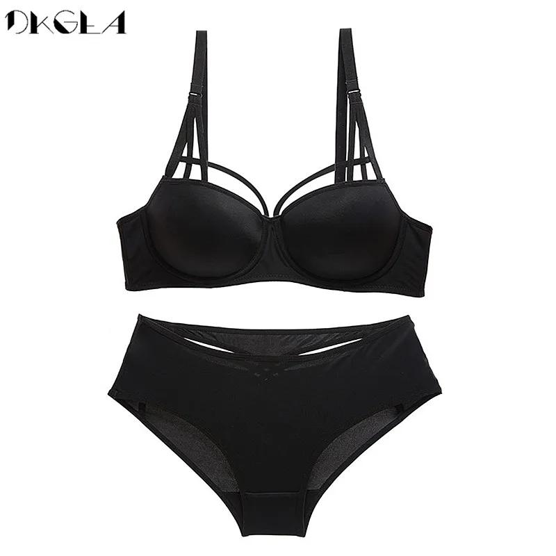 2020 New Hot Sexy Underwear Set Green Cotton Brassiere Push Up Bra Sets 3/4 Cup Black Women Lingerie Set Lace Bras Deep V Gather