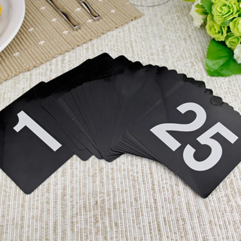 1 to 25 White Black Double Number Cards Durable Plastic Table Numbers Wedding Restaurant Accessories Cafe Bar Hotel Utensil